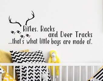 Geweren rekken en herten tracks muur sticker-jacht thema kinderkamer muur sticker-baby boy kinderkamer stickers-muur sticker jongens kinderkamer decor #113