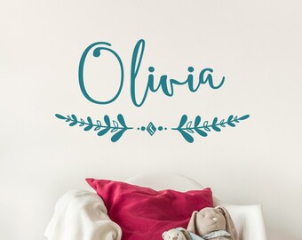 Calcomanía de pared con nombre de niña personalizada: Decoración bohemia para habitación infantil n.° 104