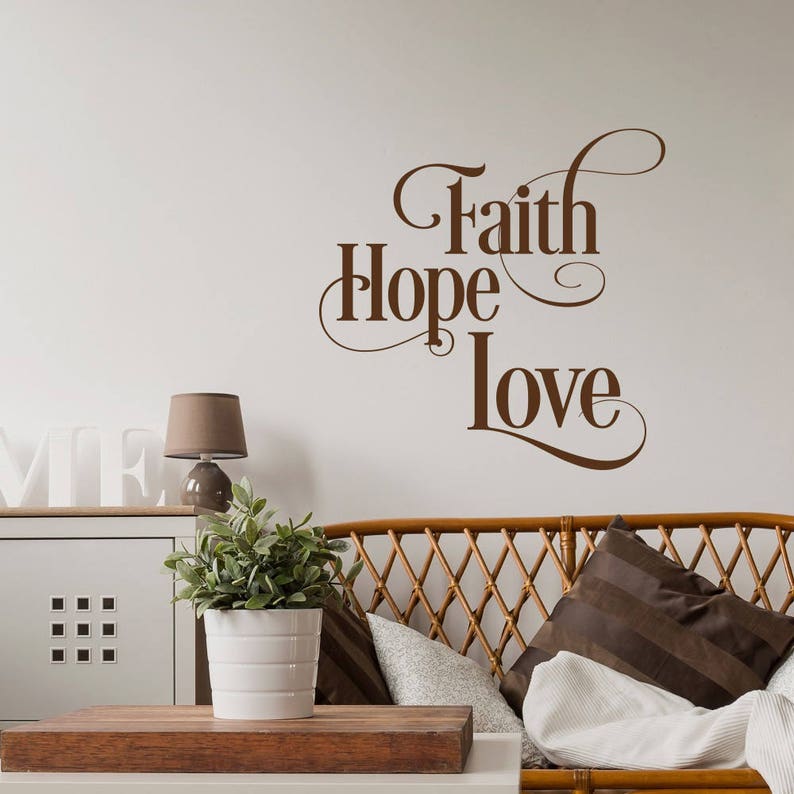 Faith Hope Love Wall Decal: Elegant Religious Wall Art for Living Room ...