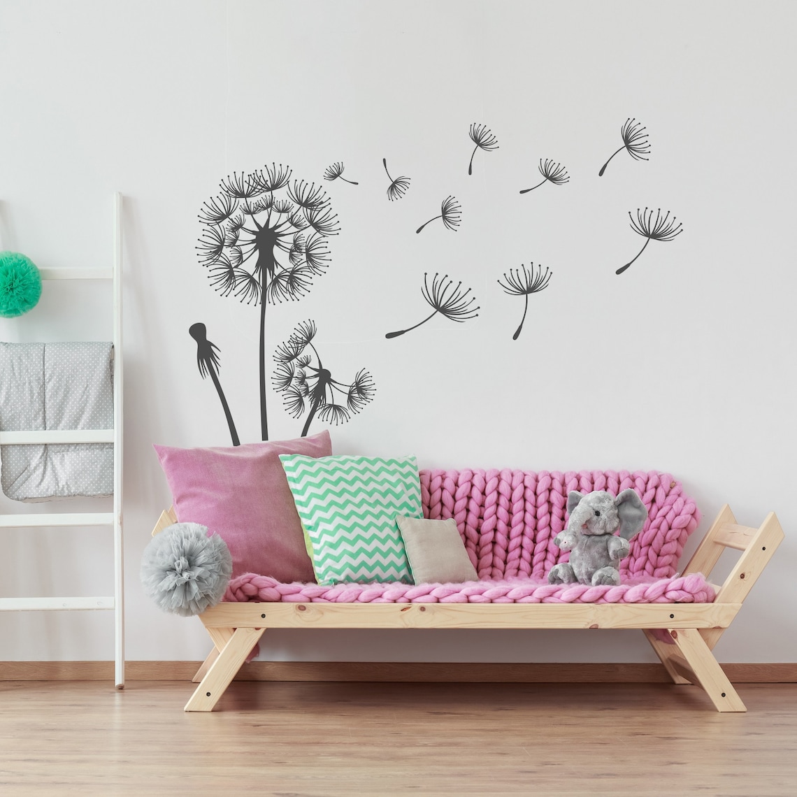 Dandelion Wall Decal Flower Decals for Walls Dandelion Wall Etsy