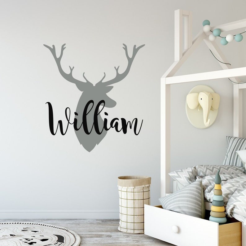 Woodland Name Wall Decal Boy Personalized Name Decal for Etsy