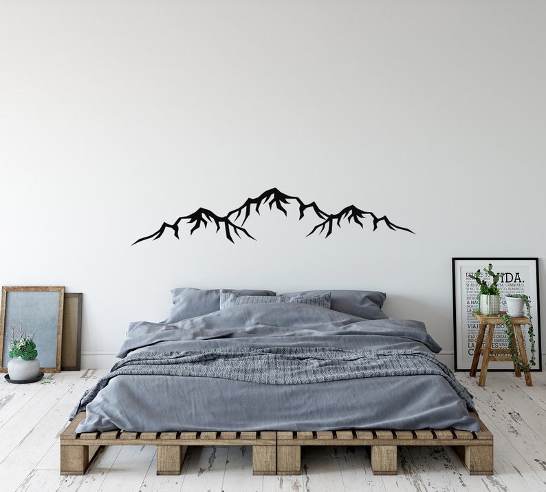 Mountain Silhouette Wall Decal Vinyl Sticker Woodland Wall Etsy