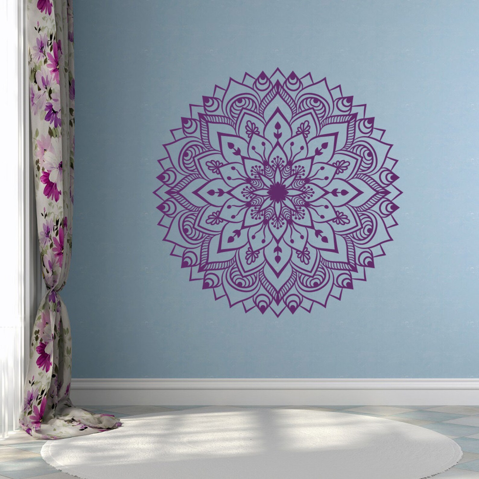 Wall Decal Mandala Removable Decals For Walls Zen Hippie Etsy