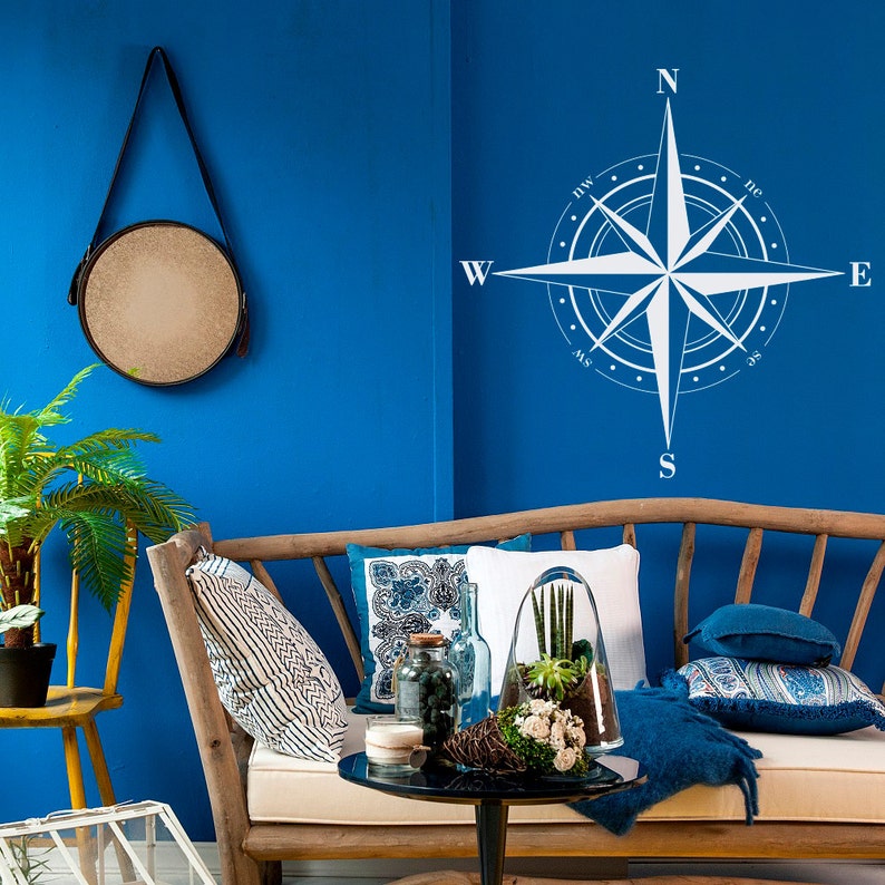 Compass Rose Decal Nautical Home Decor Wall Travel Art North South East West Bedroom 65