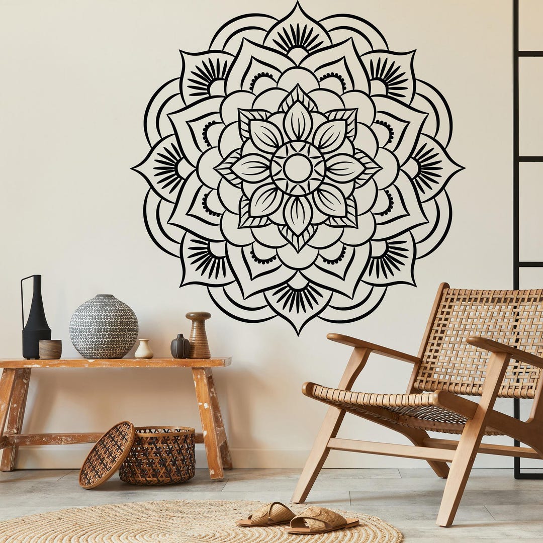 Mandala Wall Decal: Sacred Geometry Vinyl Sticker, Yoga Gift #382 - Etsy