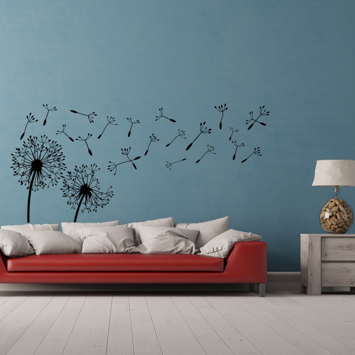 Dandelion Wall Art Decal Dandelion Seeds Blowing in the Wind Etsy