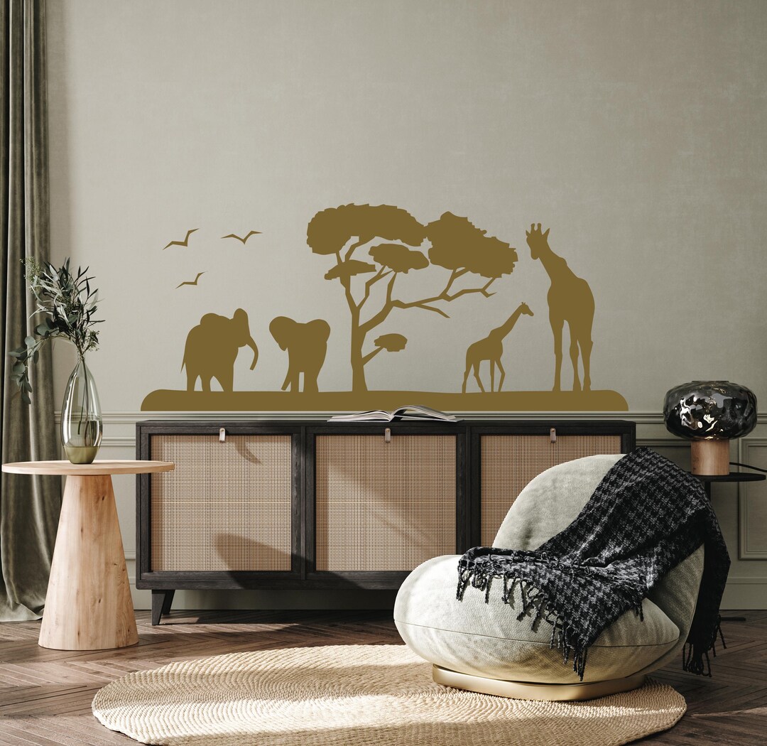 Safari Animals Nursery Wall Decal Set: African Savanna Jungle Theme ...