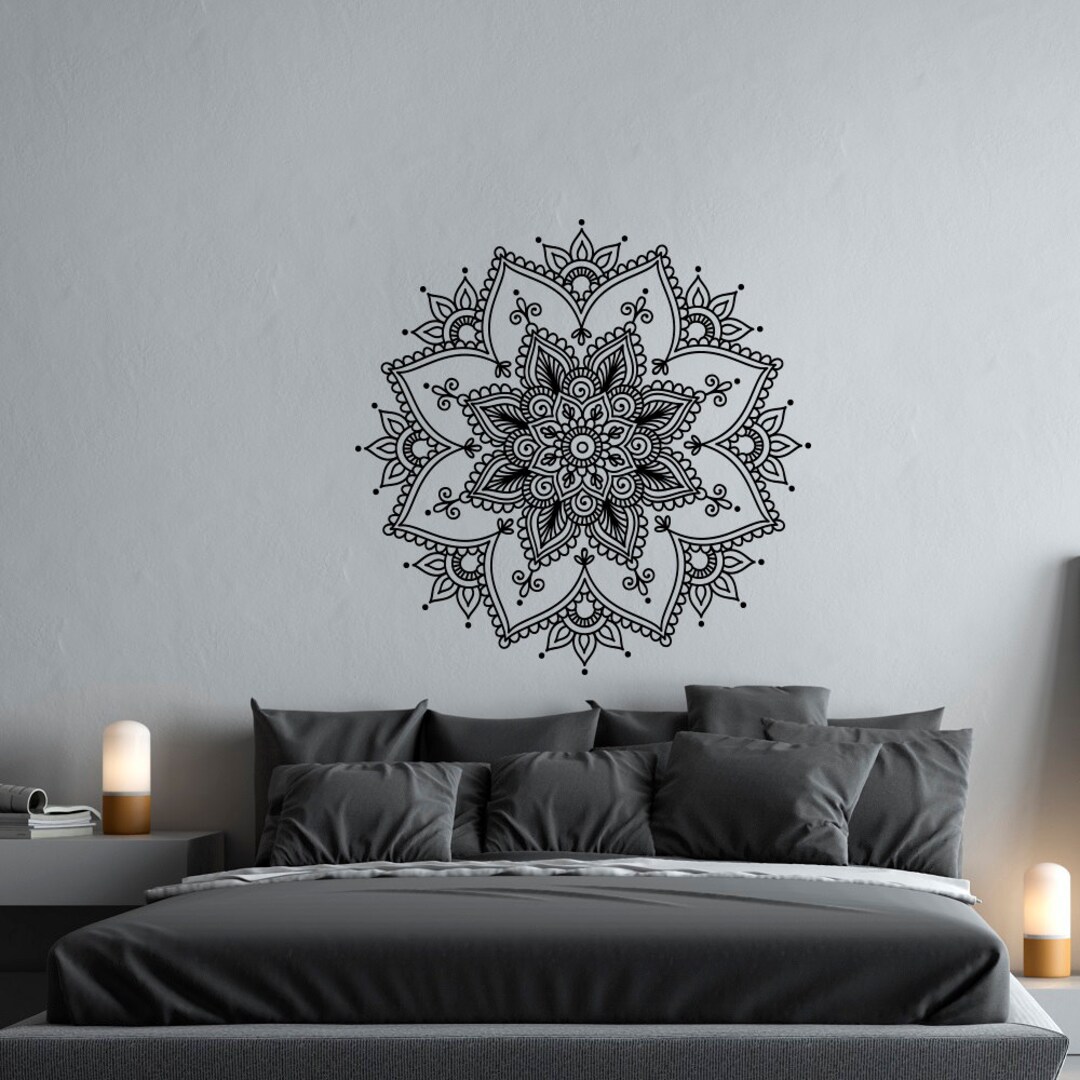 Mandala Vinyl Wall Decal Bedroom- Meditation Wall Art Yoga Studio Decor ...