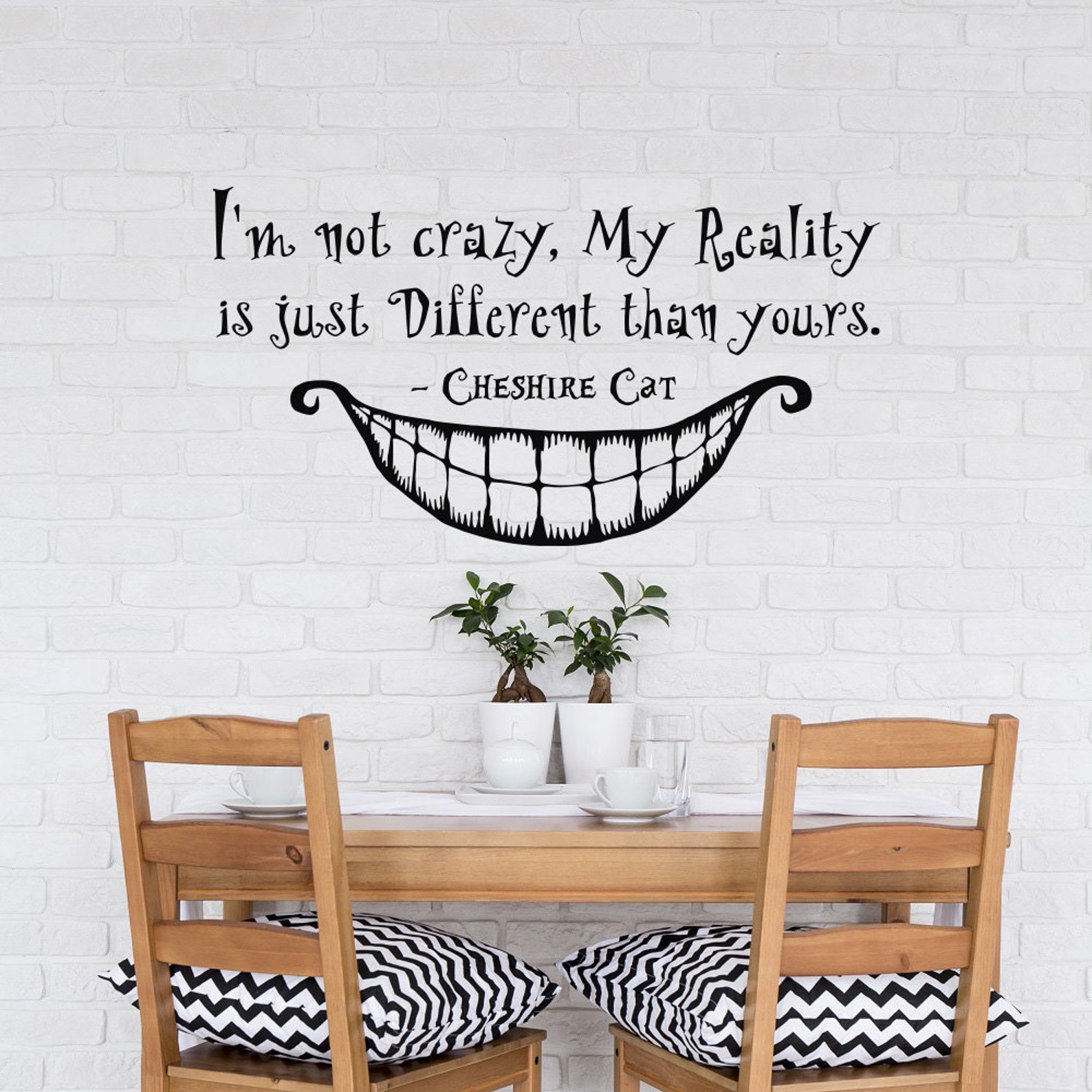 Alice In Wonderland Wall Decal Quote I Am Not Crazy Cheshire Etsy