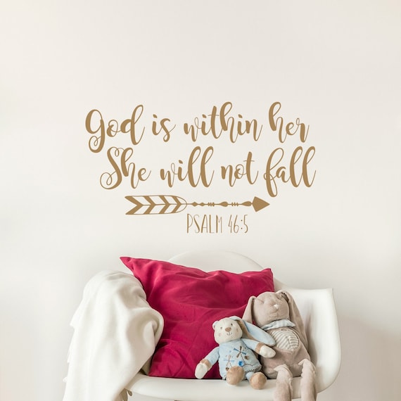 GOD IS WITHIN HER PSALM 46:5 Decor Wall Art Decal Quote Words Lettering