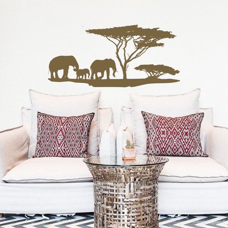 Elephant Wall Decal African Animals Wall Decal Safari Etsy
