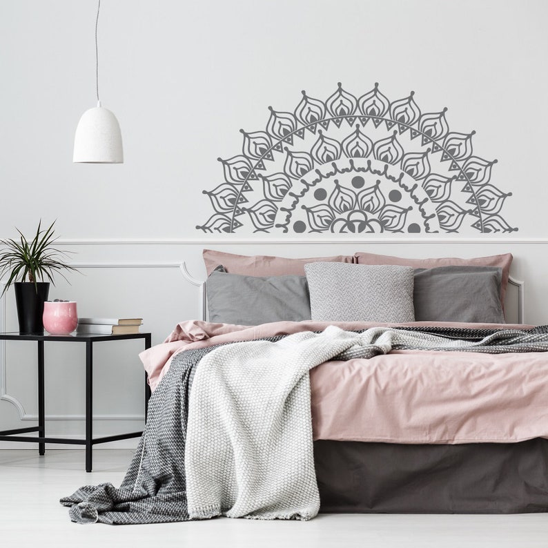 Half mandala wall decal headboard removable wall decals etsy
