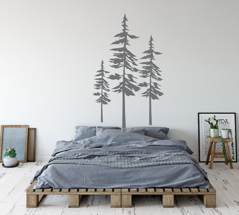 Large Pine Tree Forest Wall Decals Modern Nature Decor Silhouette Sticker Home And Living 234