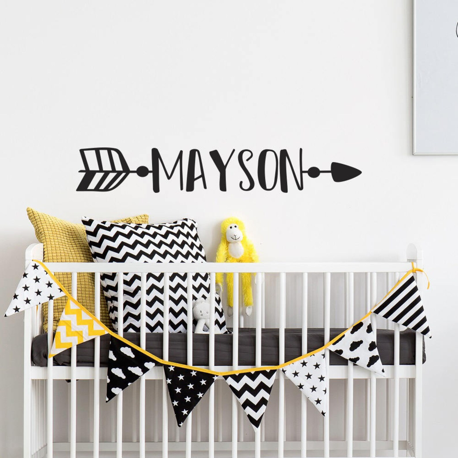 Personalized Name Wall Decal Boy With Arrow Boho Nursery Kids Etsy