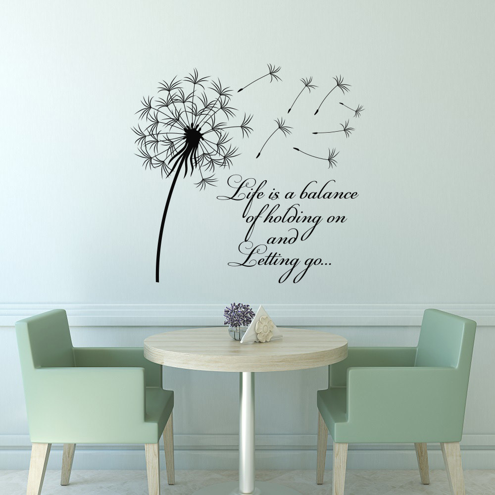 Dandelion Wall Decal Quote Life Is A Balance Holding On Etsy