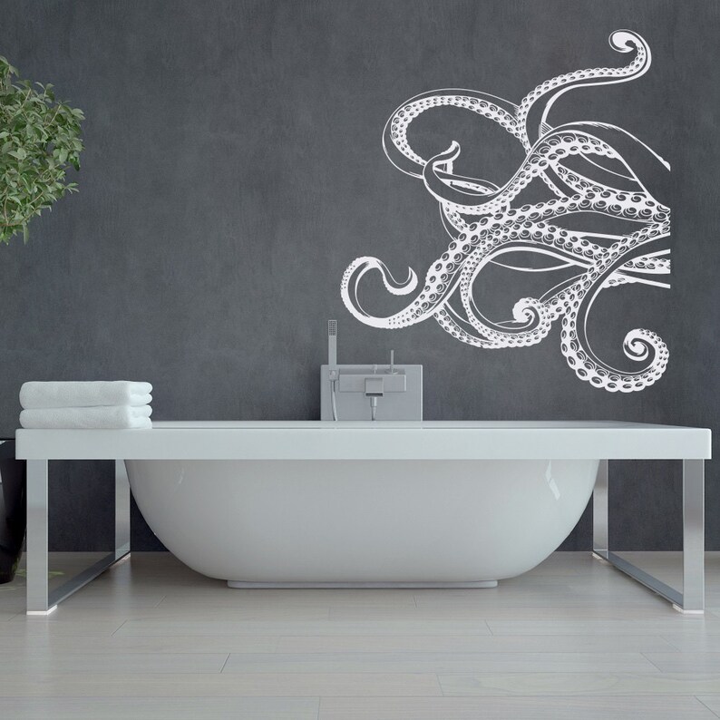 Large Kraken Octopus Tentacles Vinyl Wall Decal Nautical Etsy