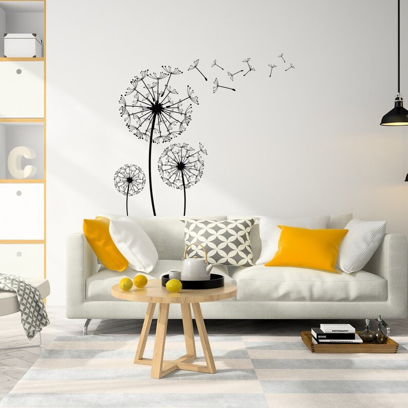 dandelion blossom wall decal dandelion flower vinyl wall | etsy