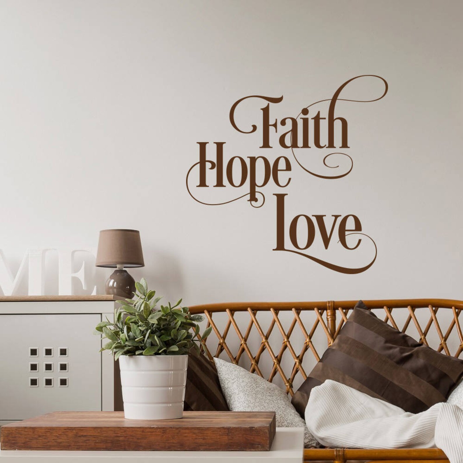 Faith Hope Love Wall Decal Inspirational Wall Decal Quote | Etsy
