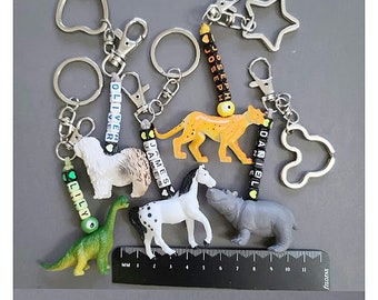 Animal KeyChain/Animal Name key Chain/Dog,Cat,Horse,Cheetah,hippo Animal Name,Phone Number Key Chain/kids Accessory/Gift to Kids