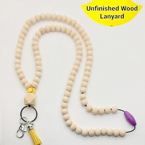 Customizable Teacher Lanyard - Wooden Beaded Lanyard - Beaded Lanyard for Keys or ID Badge -Teacher&Student,Office Gift