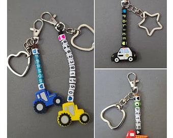 Kids Name Tag Key Chain/Cute Tiny Car Name key Chain/Boys & Girls Name,Phone Number Key Chain/kids Accessory/Gift to Kids