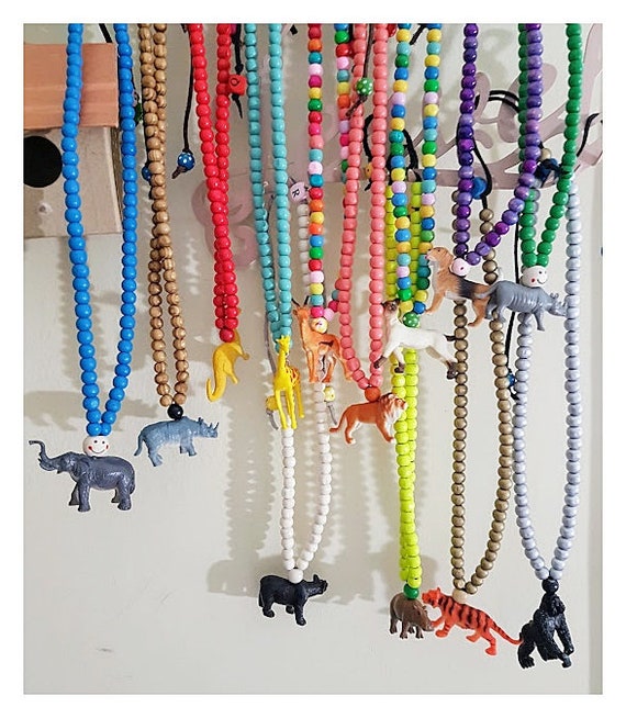 kids Necklace with color wooden Beads and little Animal Necklace.kid Accessory.Children Necklaces.Girls Jewelry.Boys necklace.