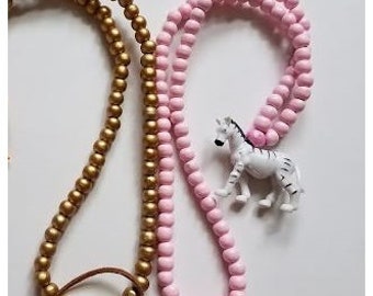 Zebra Animal Name Jewelry/Children Necklace with wooden Beads toy Zebra Animal Jewelry/Kids jewelry/kids Necklace/ Girls Necklace.