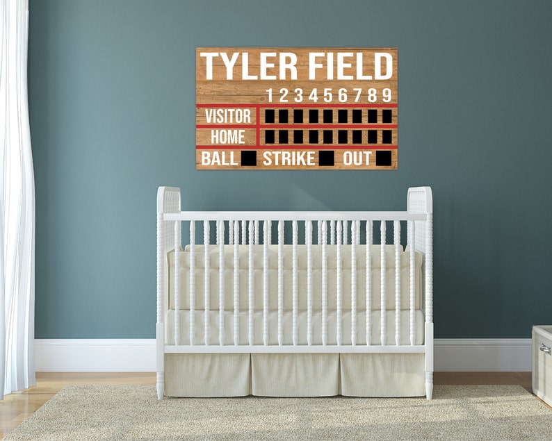 Baseball Scoreboard Various Sizes Personalized Sports-Themed Room & Nursery Decor Hanging Wood Sports Artwork Man Cave MLB NCAA image 1