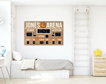 Basketball Scoreboard | Various Sizes | Hanging Wood Artwork | Sports-Themed Room & Nursery Decor | NBA | WNBA | NCAA