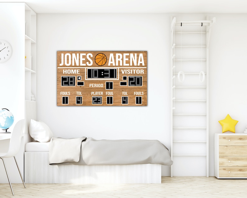 Basketball Scoreboard | Various Sizes | Custom Last Name | Reclaimed Wood | Pallet Wood | Nursery | Sports Decor | Hanging Sign | NBA | NCAA 