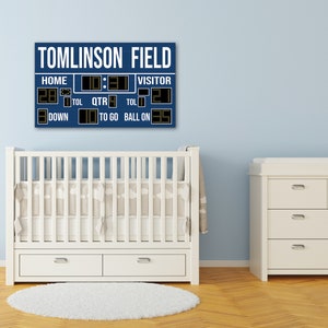 30” x 18” Football Scoreboard | Personalized Sports-Themed Room & Nursery Decor | Hanging Wood Sports Artwork | Man Cave | NFL | NCAA