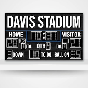 24” x 14” Football Scoreboard | Personalized Sports-Themed Room & Nursery Decor | Hanging Wood Sports Artwork | Man Cave | NFL | NCAA