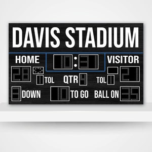 20” x 12” | Football Scoreboard | Personalized Sports-Themed Room & Nursery Decor | Hanging Wood Sports Artwork | Man Cave | NFL | NCAA