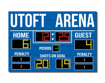 28” x 19” Hockey Scoreboard | Personalized Sports-Themed Room & Nursery Decor | Hanging Pallet Wood Sports Artwork | Man Cave | NHL