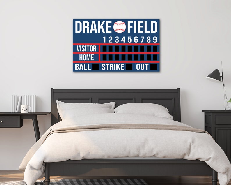 Baseball Scoreboard Various Sizes Personalized Sports-Themed Room & Nursery Decor Hanging Wood Sports Artwork Man Cave MLB NCAA Bild 3