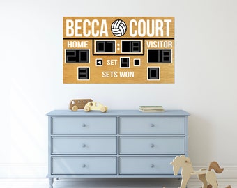 20 x 12" Volleyball Scoreboard | Personalized Sports-Themed Room & Nursery Decor | Hanging Wood Sports Artwork