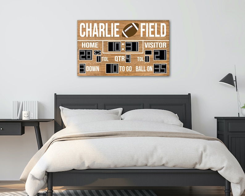 Custom Football Scoreboard Reclaimed Wood Artwork 