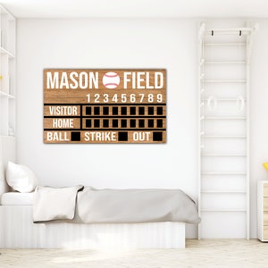 Baseball Scoreboard Various Sizes Personalized Sports-Themed Room & Nursery Decor Hanging Wood Sports Artwork Man Cave MLB NCAA image 5