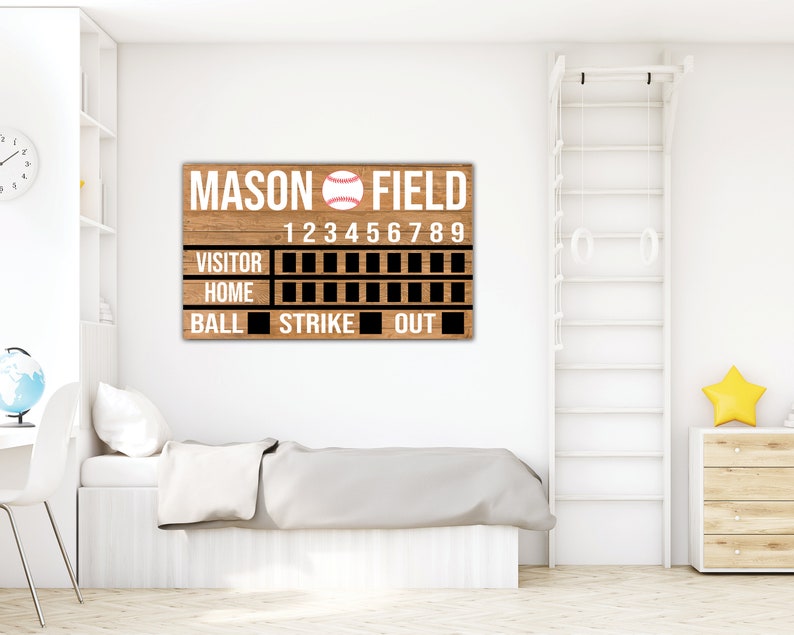 Baseball Scoreboard Various Sizes Personalized Sports-Themed Room & Nursery Decor Hanging Wood Sports Artwork Man Cave MLB NCAA Bild 5