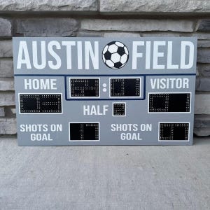 20” x 12” Soccer Scoreboard | Personalized Sports-Themed Room & Nursery Decor | Hanging Wood Sports Artwork | Man Cave | MLS