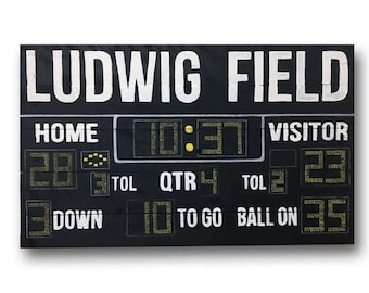 Custom Name Football Scoreboard Reclaimed Wood Hanging Sign
