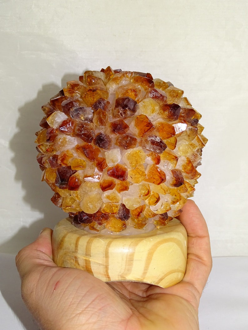 COMPARE Genuine Sphere-Shape Citrine Point Lamp WBulb And Cord #B1