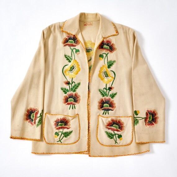 Vintage 1940s Embroidered Mexican Souvenir Jacket