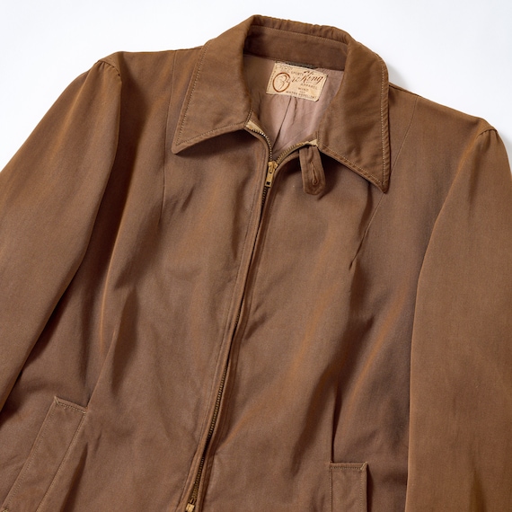 Vintage 40s/50s Brown Belt Back Zip Jacket Small