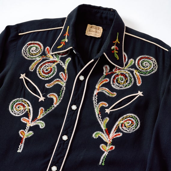 Vintage 1950s H Bar C Embroidered Western Shirt Me