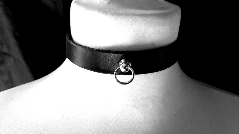 BDSM leather choker discreetly submissive black leather | Etsy