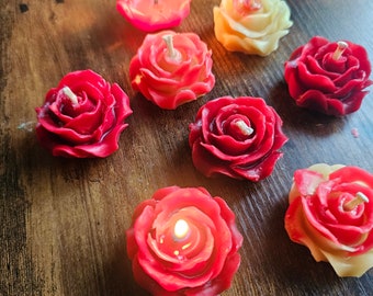 Beeswax Tealight Candles, Rose Shaped Tealights for Valentine's Day/Wedding Decor