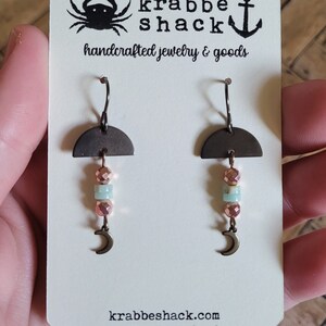 Half Moon Crescent Moon Brass Dangle Earrings