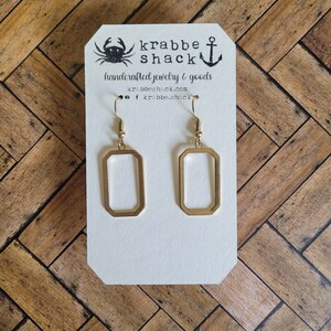 Brass window earrings.light earrings.dangle.for her.delicate.gold.french ear wire.handmade.medium size