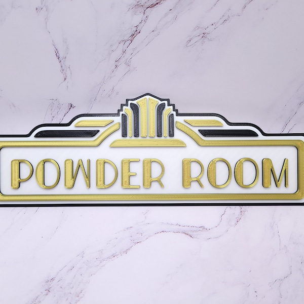 Art Deco "Powder Room" Door Sign Plate for Marquis Hotel Powder Room Ladies Gentleman Boudoir Bar Office Plaque Black/White/Gold